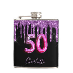 Flasques 50e anniversaire noir violet parties scintillant d