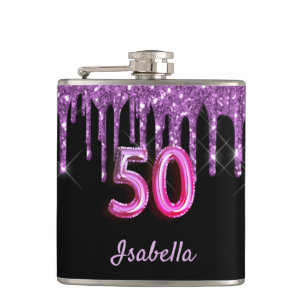 Flasques 50e anniversaire noir violet parties scintillant m