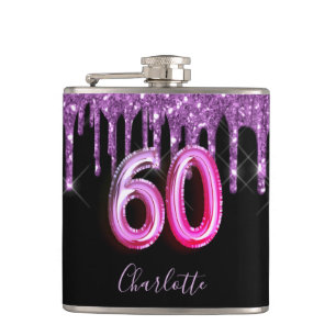 Flasques 60e anniversaire noir violet parties scintillant d