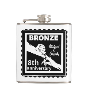 Flasques 8e anniversaire mariage don traditionnel bronze