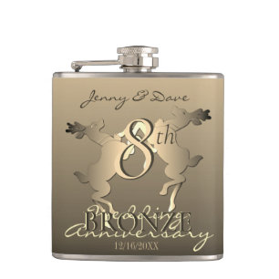 Flasques 8e anniversaire Mariage du renne de bronze