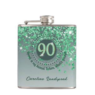Flasques 90 et Parties scintillant verte et devis de boisso