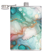 Abstract in Pink, Teal, Blue, and Gold