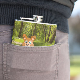 Flasques Adorable élève de chien de caricature en forêt