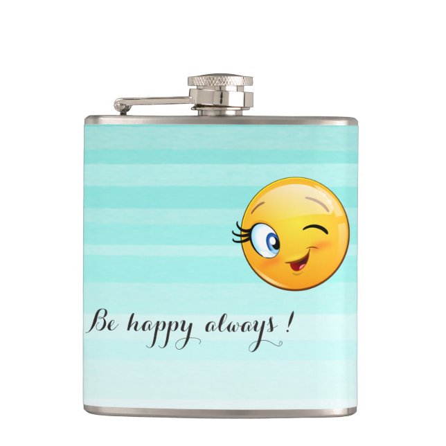 Flasques Adorable Winking Emoji Face-Be heureux toujours (Devant)