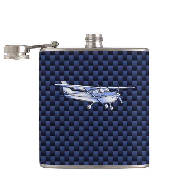 Flasques Aéronef Classique Chrome Cessna Flying Carbon Fibr (Ouvert)