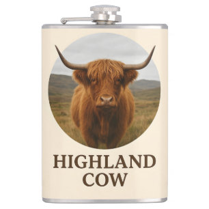 Flasques Affiche de portrait de vache des Highlands avec "V