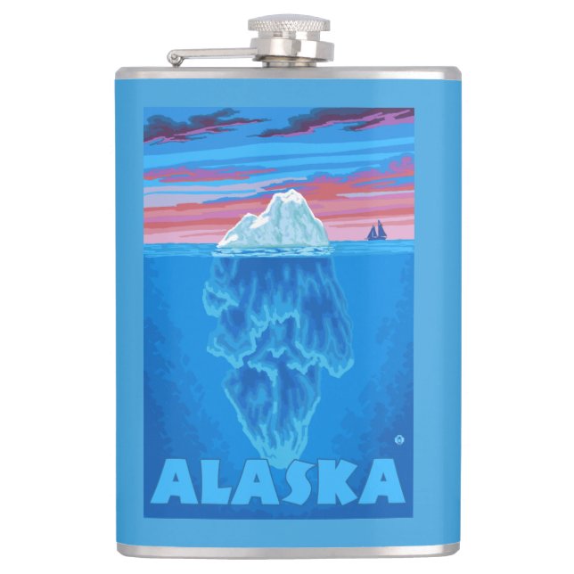 Flasques Affiche de Vintage voyage d'AlaskaIceberg (Devant)