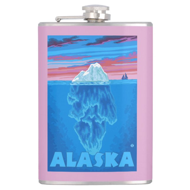 Flasques Affiche de Vintage voyage d'AlaskaIceberg (Devant)
