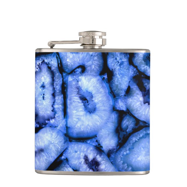 Flasques Agate de quartz bleu, Geodes bleues, motif abstrai (Devant)