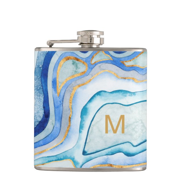 Flasques Agate II de cobalt du monogramme | (Devant)