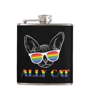 Flasques Ally Cat - Cute Pride Cat avec lunettes de soleil