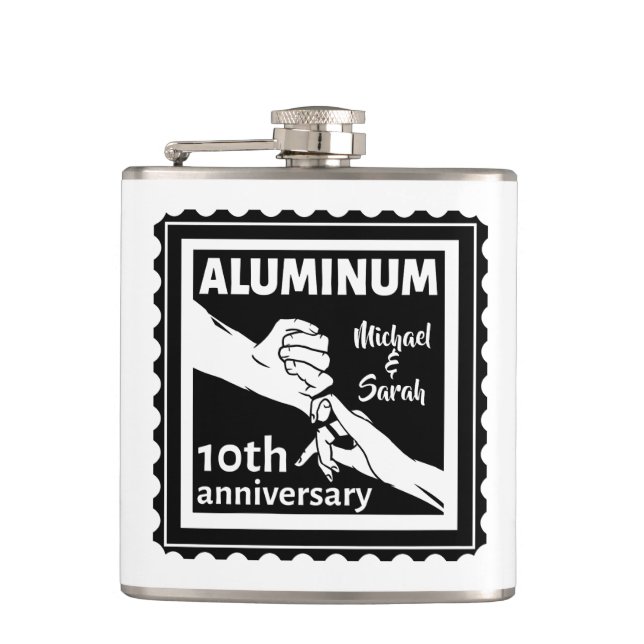 Flasques ALUMINUM cadeau traditionnel 10e anniversaire mari (Devant)