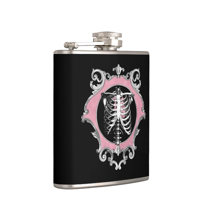 Flasques Amour gothique | Squelette rose et noir Coeur flor (Droite)
