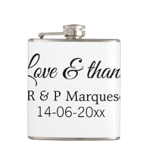 Flasques Amour & merci ajouter nom du couple mariage ajoute