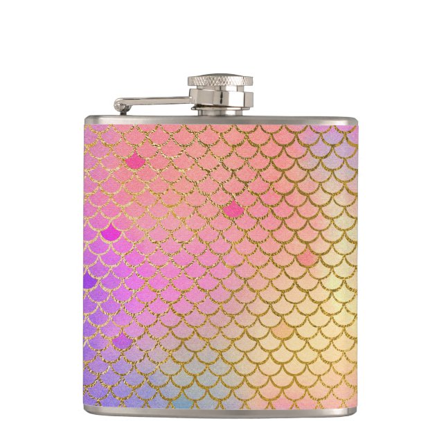 Flasques Amusant coloré Ombre Pastel Mermaid Motif (Devant)