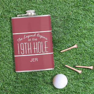 Flasques Amusant Golfer Neuvième Trou Initiales Monographié