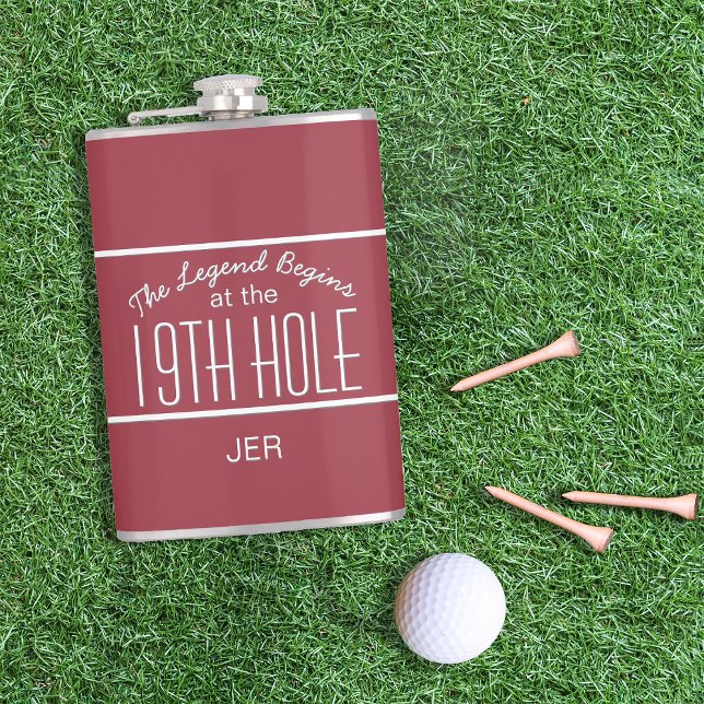 Flasques Amusant Golfer Neuvième Trou Initiales Monographié (Créateur téléchargé)