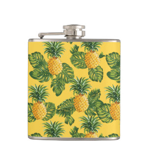 Flasques Ananas et Feuilles tropicaux en or