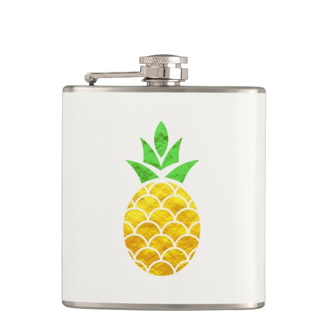 Flasques Ananas Géométrique En Or Foil D'Été Personnalisé. (Devant)