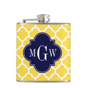 Flasques Ananas Wht Marocain #5 Marine 3 Monogramme initial