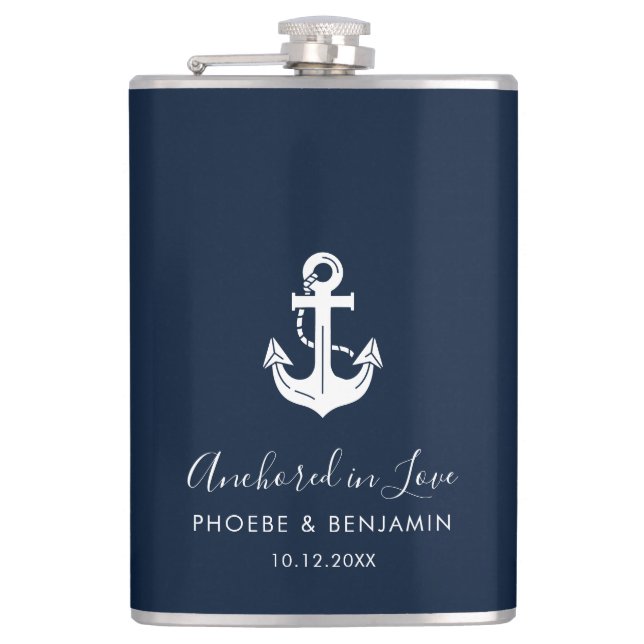 Flasques Ancre de nom personnalisé Cadeau de mariage nautiq (Devant)