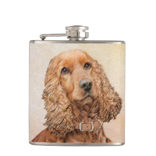 Flasques Anglais Cocker Peinture Espagnole - Art Chien orig