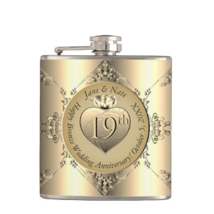 Flasques Anniversaire du Mariage du 19e/8e bronze (couleur)