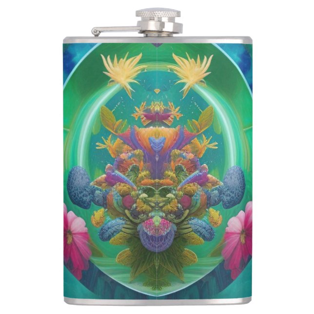 Flasques Aqua Floral Jardin sous-marin Abstrait (Devant)