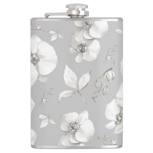 Flasques Aquarelle blanc orchidée sur gris