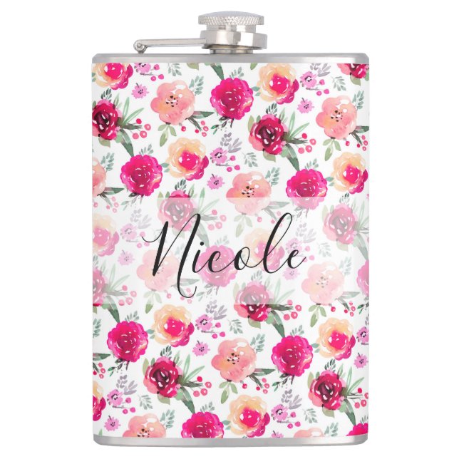 Flasques Aquarelle Cadeau Bridesmaids Floral (Devant)