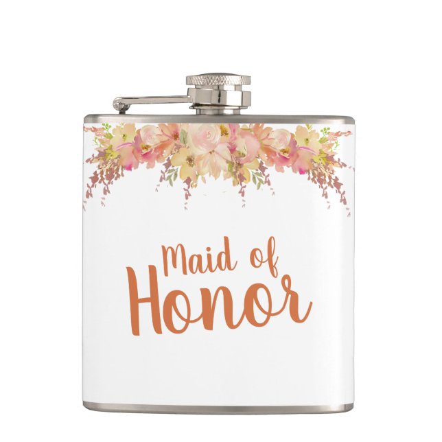 Flasques Aquarelle d'automne Floral Maid of Honor (Devant)