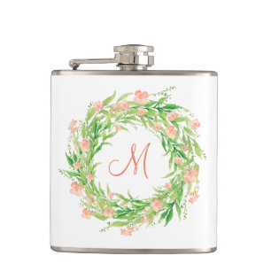 Flasques Aquarelle Fleurie Avec Monogramme