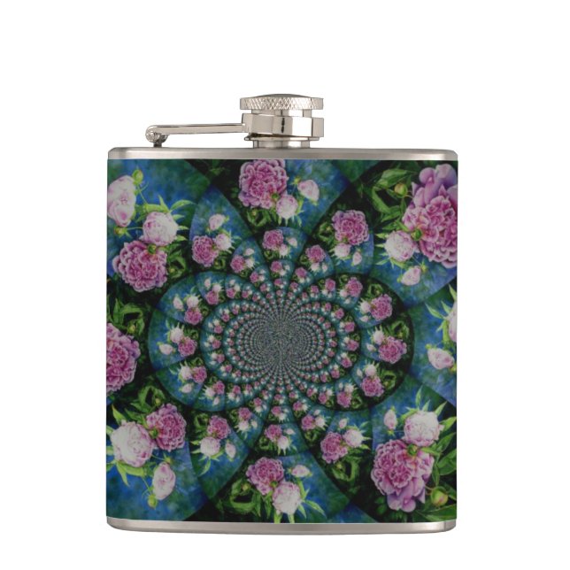 Flasques Aquarelle florale de pivoine rose blanc (Devant)