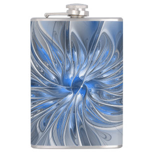 Flasques Aquarelle gris bleu Abstrait Fractal Art Flower