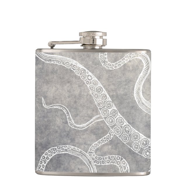 Flasques Aquarelle gris d'octopus Vintage (Devant)