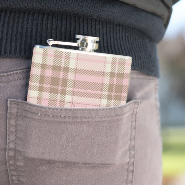 Flasques Aquarelle Pink Plaid Brown Plaid (In Situ)