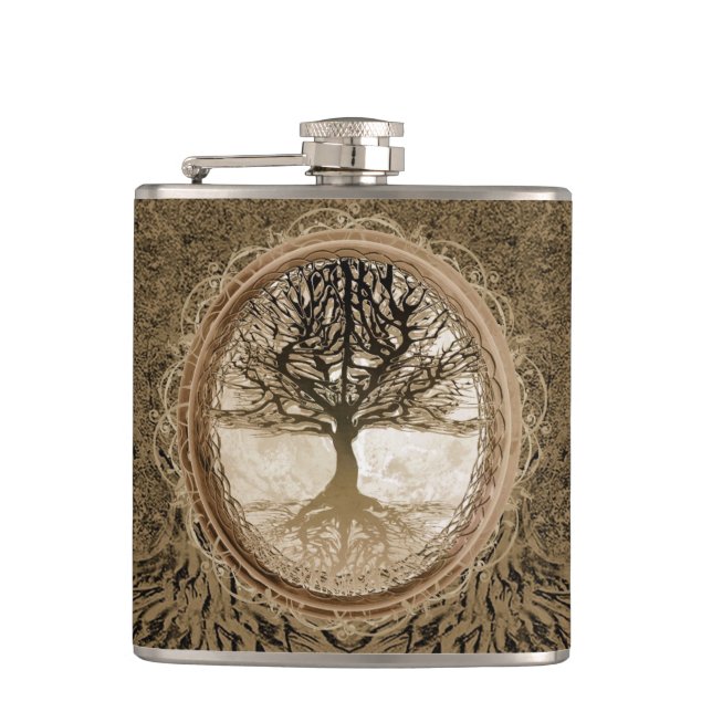 Flasques Arbre Brown de motif de la vie (Devant)