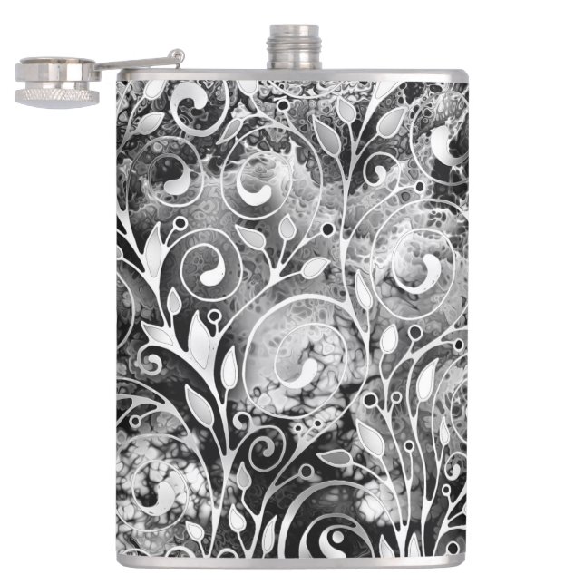 Flasques Arbre De Vie - Spirales Feuille Grunge Style 1 (Ouvert)