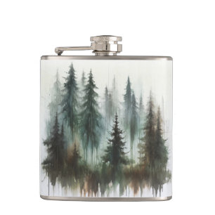 Flasques Arbres à l'aquarelle Campagne rustique