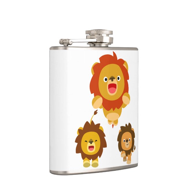 Flasques "Arrivent !!" Trois jolis lions de dessin animé Fl (Droite)