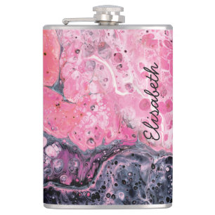 Flasques Art Abstrait Avec Peinture Acrylique   Noir rose