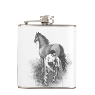 Flasques Art blanc noir chaussant de cheval vintage de