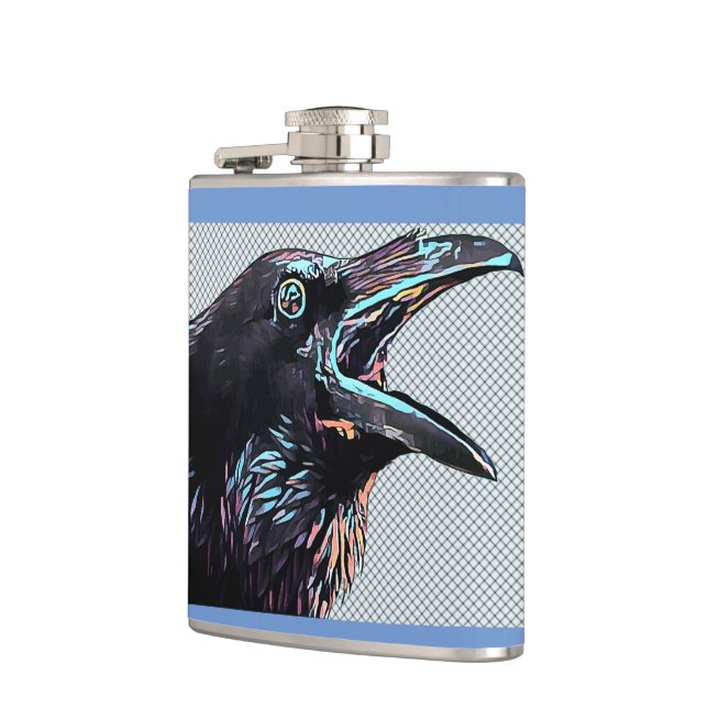 Flasques Art numérique original d'Abstrait Crow Bird (Gauche)