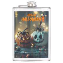 Flasques avec vinyle citrouille hello halloween