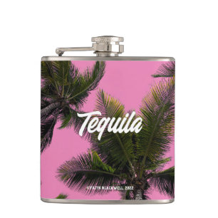 Flasques avec vinyle. Tequila. Fille.