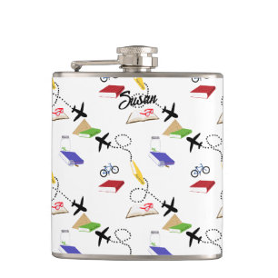 Flasques Avion Bicyclette Livre rouge jaune bleu blanc