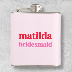 Flasques Bachelorette minimaliste rouge et rose