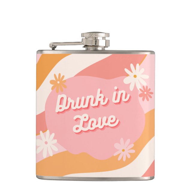 Flasques Bachelorette Party Favoriser Retro rose ivre dans  (Devant)
