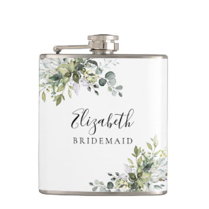 Flasques Baigneuse florale d'eucalyptus vert pour mariage